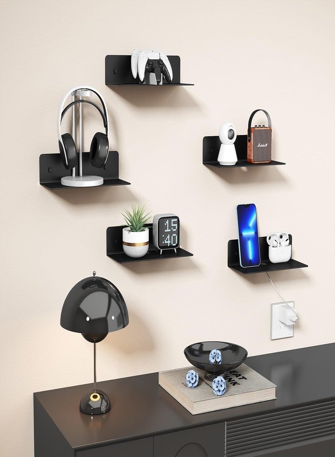 Dr.DJ Floating Shelves 9 Inch Metal Wall Mounted Set of 2 Black - Easily Expand Wall Space - Aluminium Hanging Shelves Display Shelves for Bedroom, Gaming Room, Living Room, Bathroom, Office - Image 4
